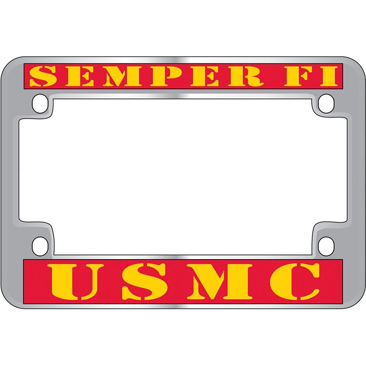 LP2923 Chrome License Plate Frame, USMC, Semper FI - 5 x 7.25 in.