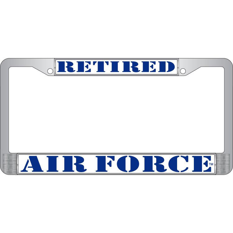 LP3919 Chrome License Plate Frame, USAF, Retired - 6 x 12 in.