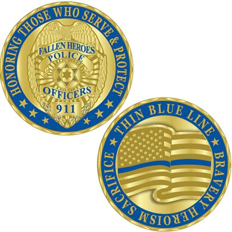 Picture of Eagle Emblems CH0204 Challenge Coin - Police&#44; Thin Blue Line - 1.75 in.