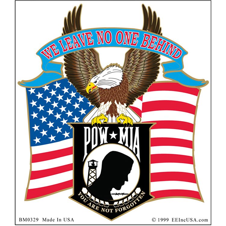 BM0329 Sticker - Pow Mia, Eagle - Clear Vinyl - 3.5 x 4.13 in.