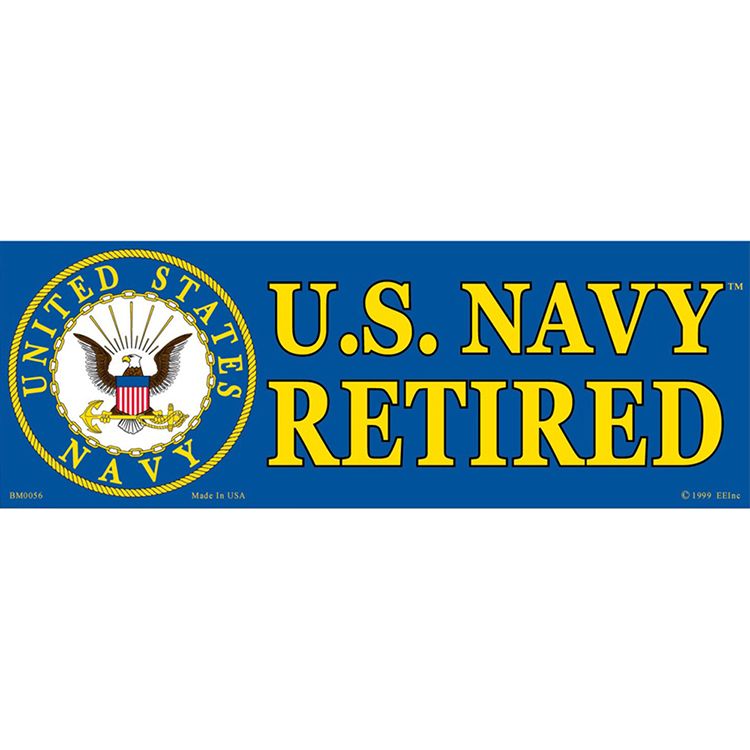 BM0056 Sticker - USN Logo, Retired - 3.5 x 10 in.