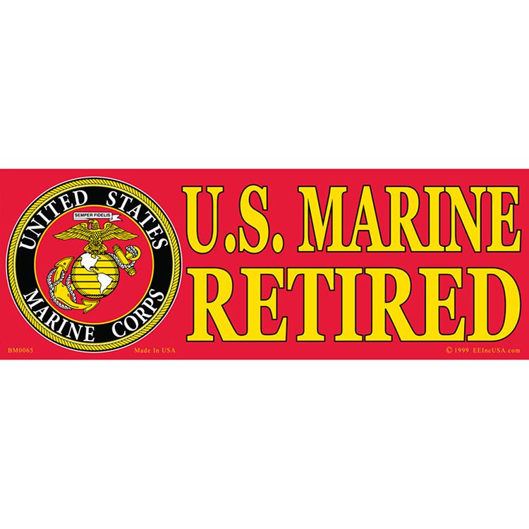 BM0065 Sticker - USMC Logo, Retired - 3.5 x 10 in.
