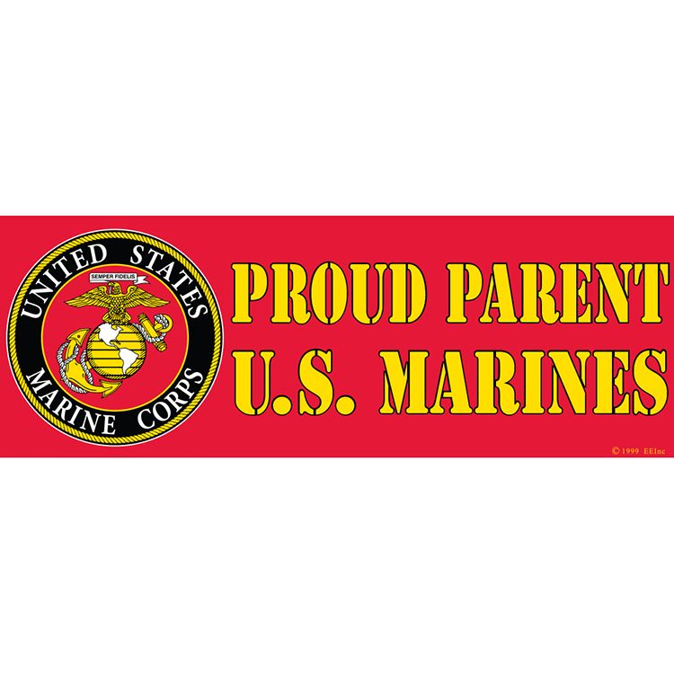 BM0101 Sticker - USMC, Proud Parent - 3.5 x 10 in.
