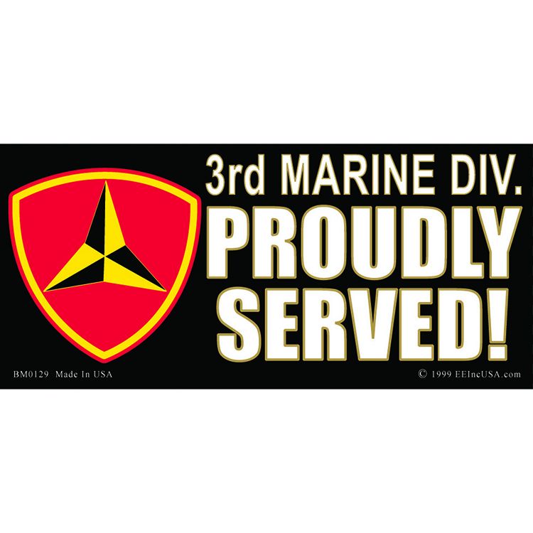 BM0129 Sticker - USMC, 3rd Marine - 3 x 6.5 in.