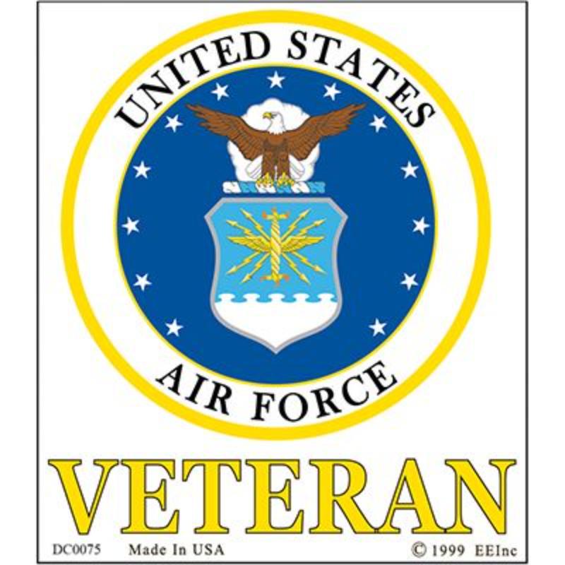 DC0075 Sticker - USAF Emblem Veteran - Clear Vinyl - 3.5 x 4.13 in.