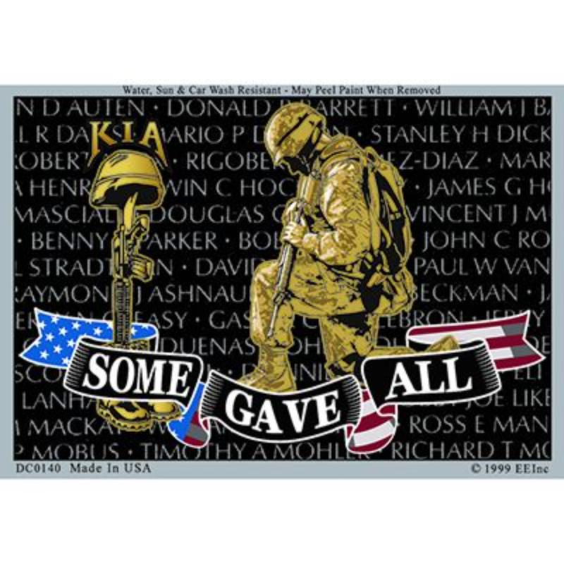 DC0140 Sticker - Kia, Some Gave All - 3 x 4.25 in.