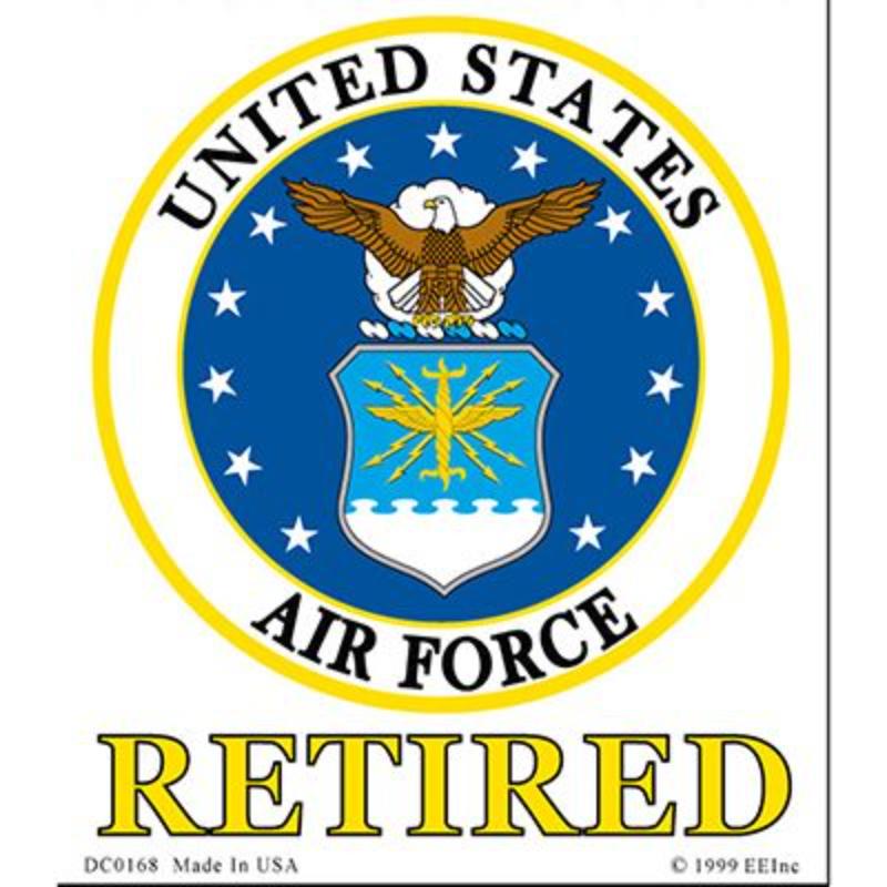 DC0168 Sticker - USAF Emblem Retired, Clear Vinyl - 3.5 x 4.13 in.