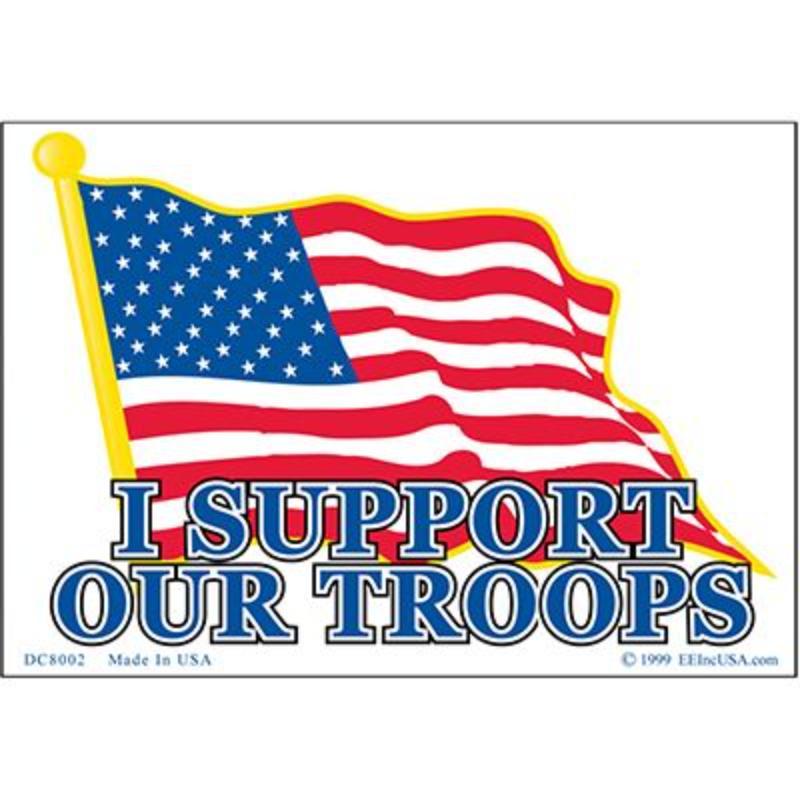 DC8002 Sticker - Support Our Troops, Clear Vinyl - 3.5 x 4.13 in.