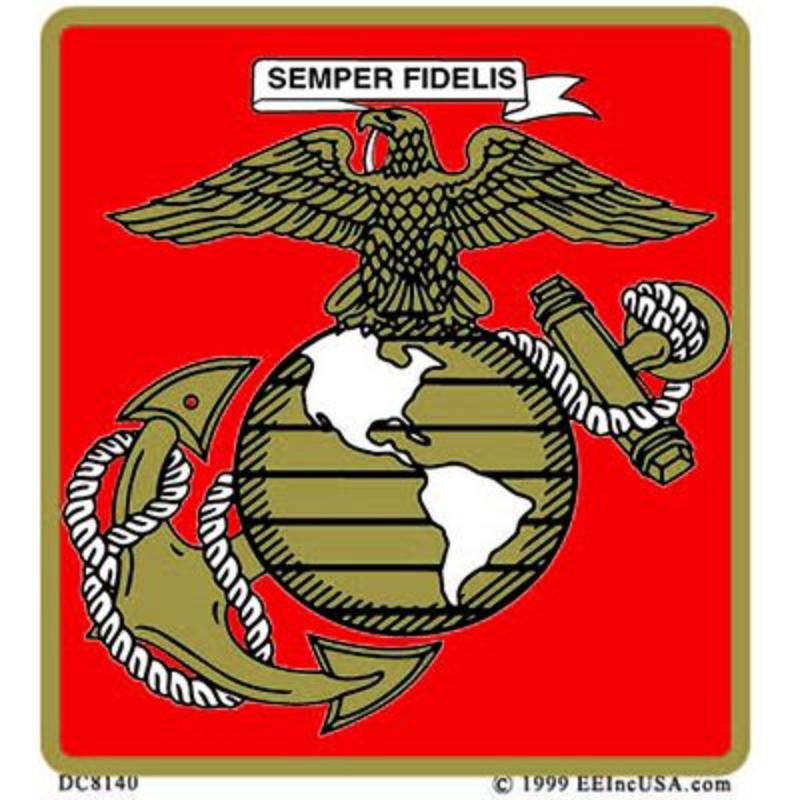 DC8140 Sticker - USMC Logo, Clear Vinyl - 3.25 x 3.5 in.