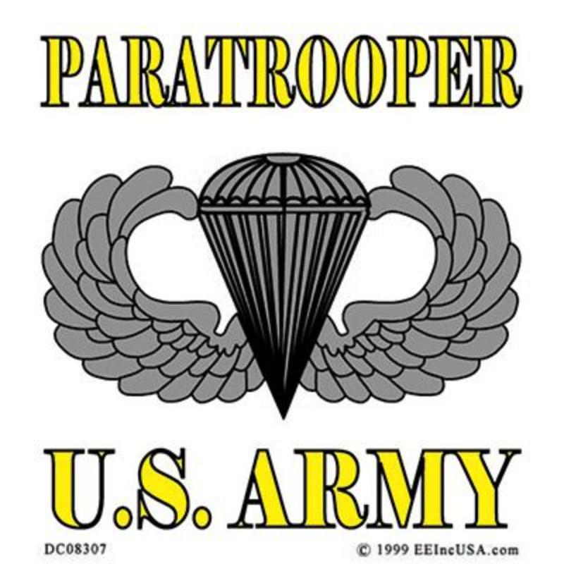 DC8307 Sticker - Army Paratrooper, Basic - Clear Vinyl - 3.25 x 3.5 in.