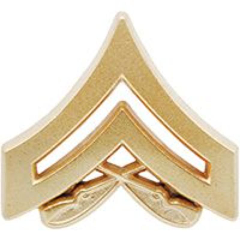 USMC E4 Corporal Rank Insignia - Gold - 0.88 in. Wide - Durable Material