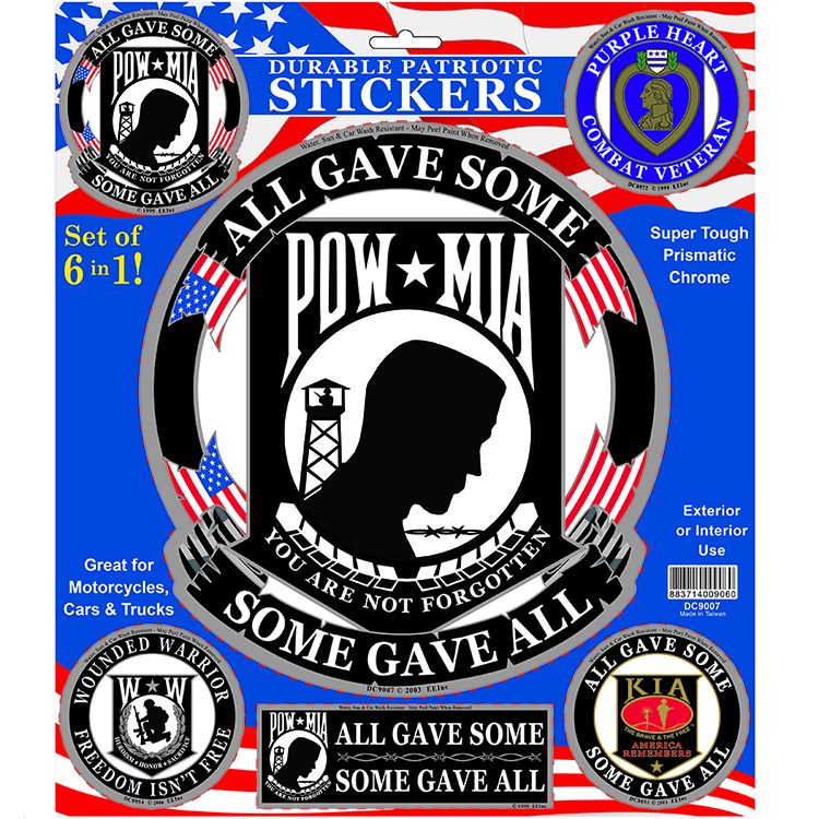 DC9007 Sticker - Pow Mia Pack - Set of 6