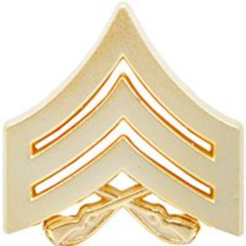 USMC E5 Sergeant Rank Pin - Gold - 0.88 in. Wide - Durable Material