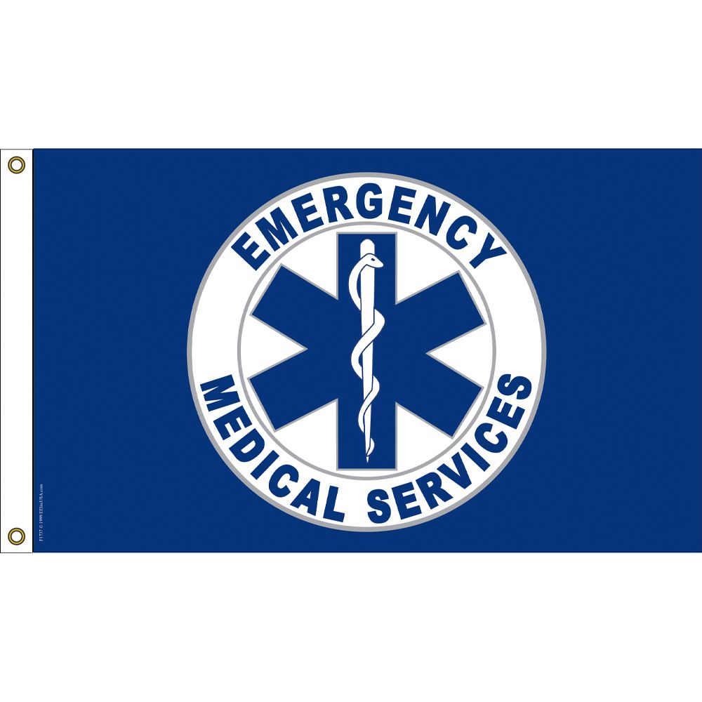 F1737 Flag - EMS, Logo - 3 x 5 ft.
