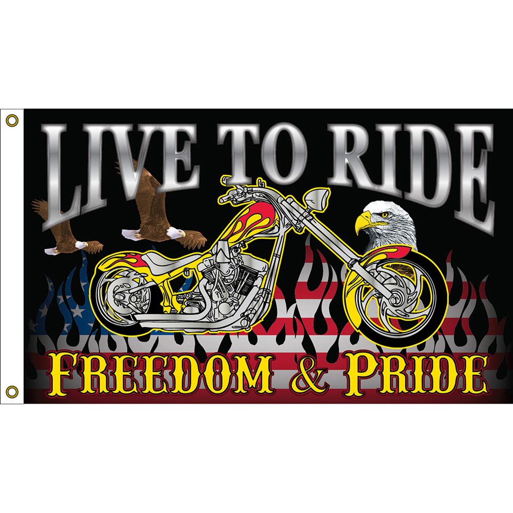 F1765 Flag - Live To Ride - 3 x 5 ft.