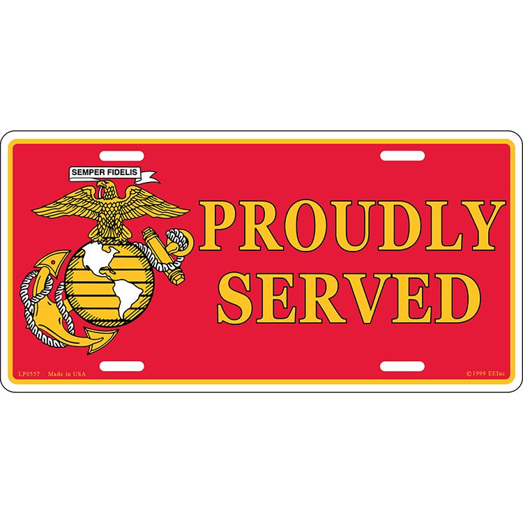 LP0557 License Plate Frame - USMC, Proudly Served - 6 x 12 in.
