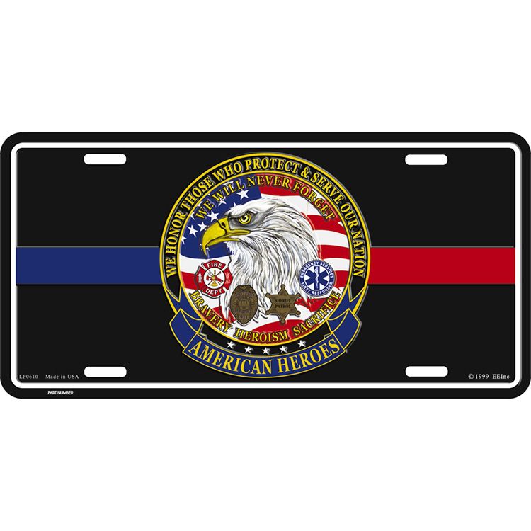 LP0610 License Plate Frame - American Heroes - 6 x 12 in.