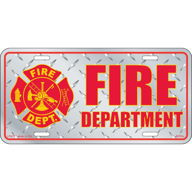 LP0671 License Plate Frame - Fire Department Logo - 6 x 12 in.