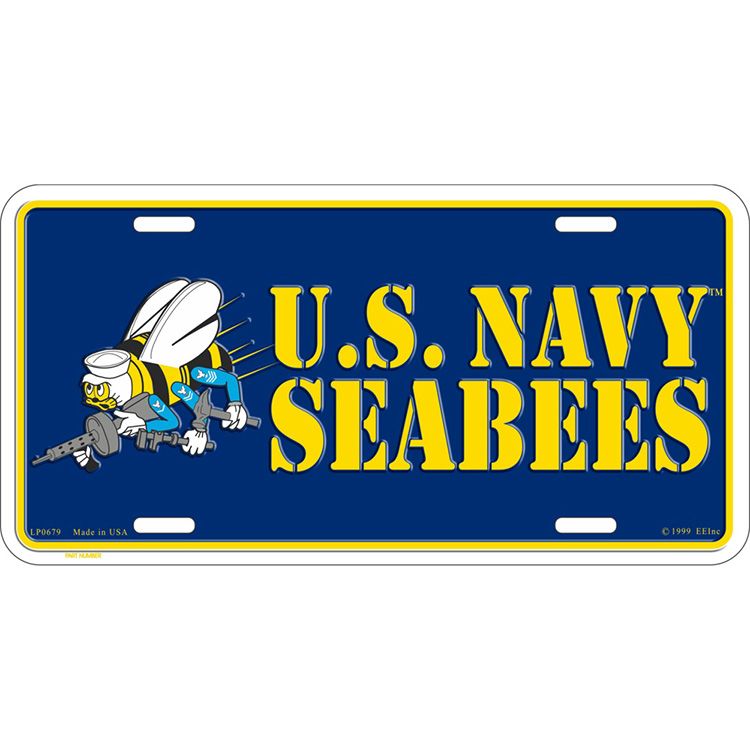 LP0679 License Plate Frame - USN, Seabees - 6 x 12 in.
