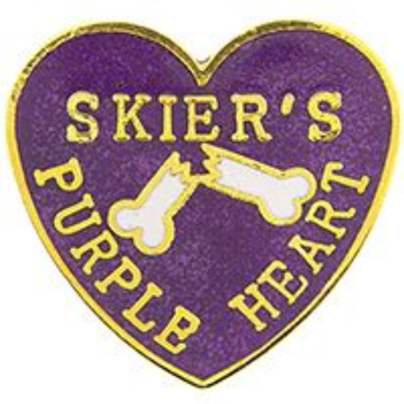 P00430 Pin - Skier PR Heart - 1 in.