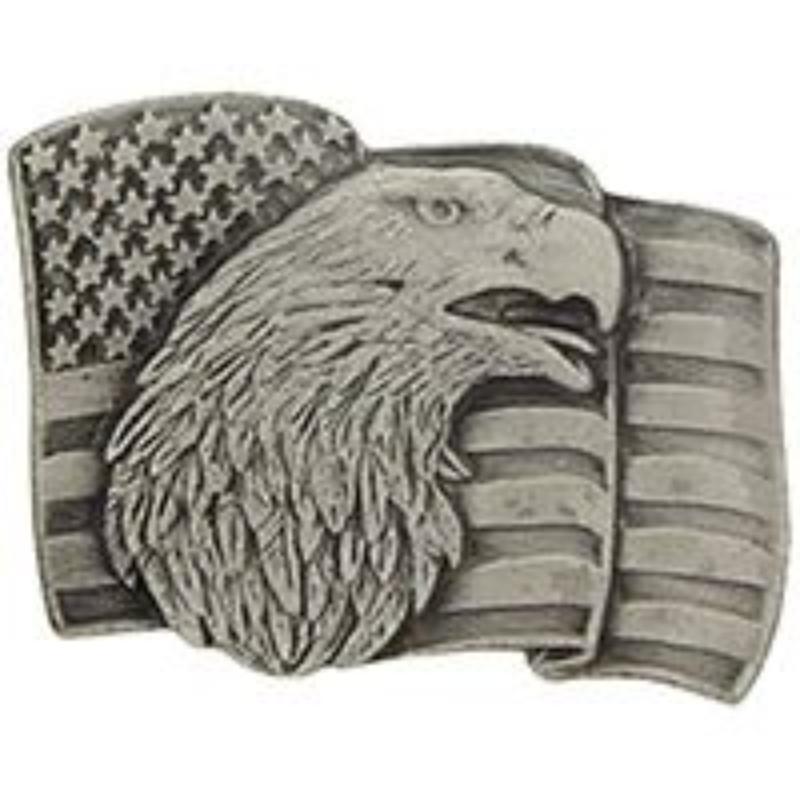 P00662 Pin - USA, Flag, Eagle - Pewter - 0.94 in.