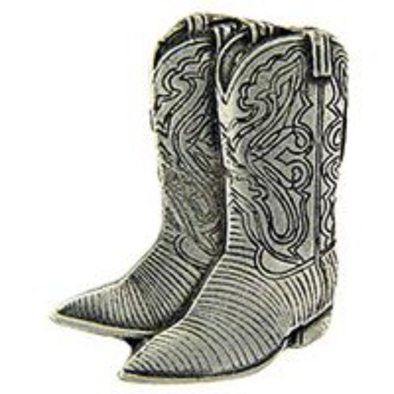 P00717 Pin - Cowboy, Boots - Pewter - 1 in.
