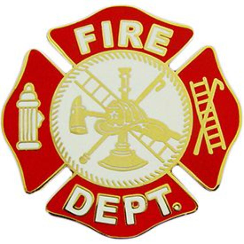 P03712 Pin - Fire Department Logo, White & Red - 1.5 in.