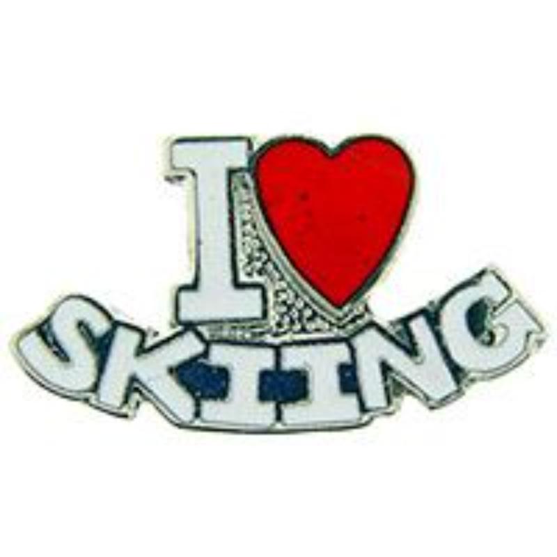 P03922 Pin - Skiing, I Love - 1 in.