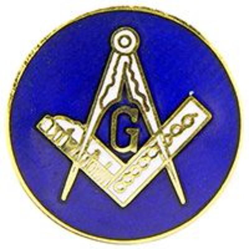 P05213 Pin - Orange, Masonic Blue LDG - 1 in.