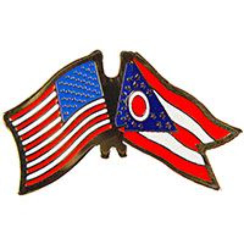 P09136 Cross Flags Pin - USA & Ohio - 1.125 in.
