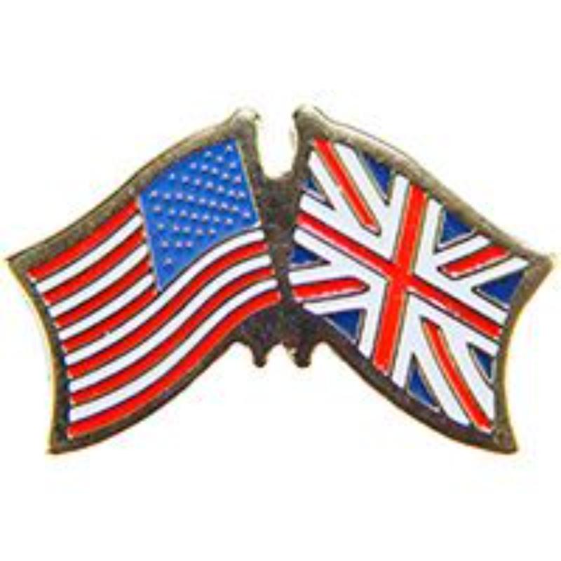 Cross Flags Pin - USA & Great Britain - 1.125 in. - Durable Design