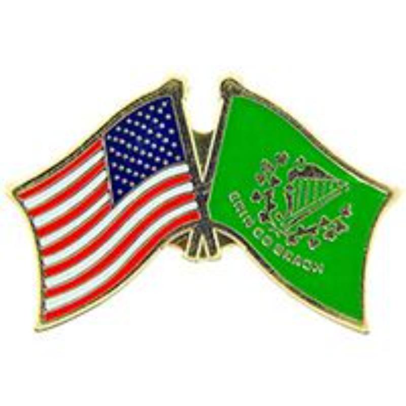 P09752 Cross Flags Pin - USA & Irish - 1.125 in.
