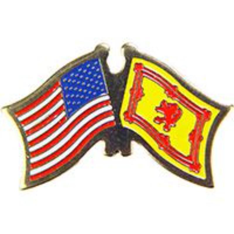 Cross Flags Pin - USA & Scotland - 1.125 in. - Durable Military Design