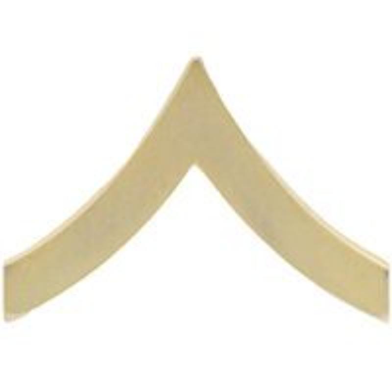 USMC E2 PFC Rank Insignia - Gold - 0.88 in. Wide - Durable Material