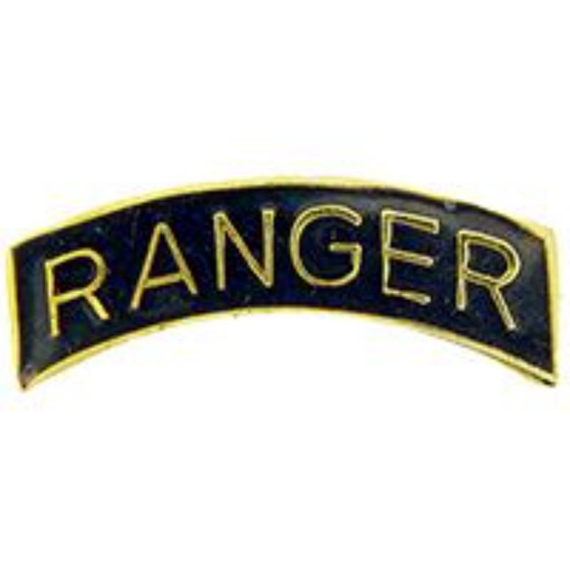 P12018 Pin - Army, Ranger, Tab - Gold & Black - 1 in.