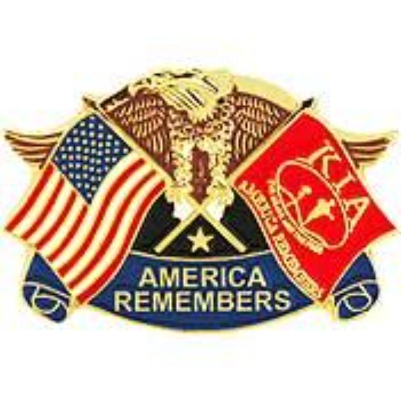 P12600 Pin - Kia, Eagle & Flags - America Remembers, Red - 1.181 in.