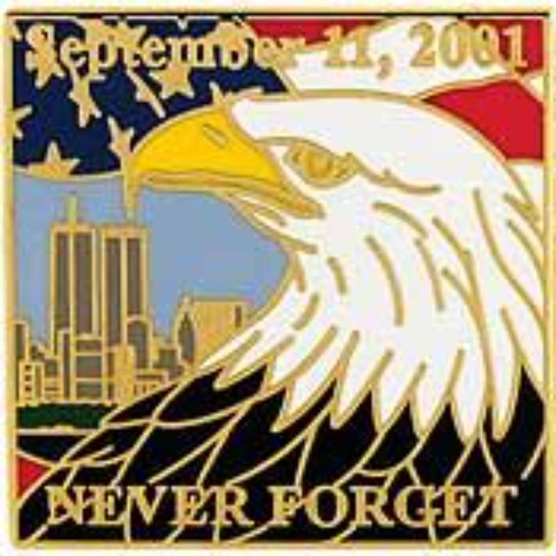 P14226 Pin - USA, 911, Eagle - Never Forget - 1 in.