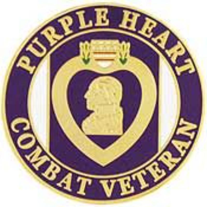 P14682 Pin - Purple Heart, Combat Veteran - 1 in.