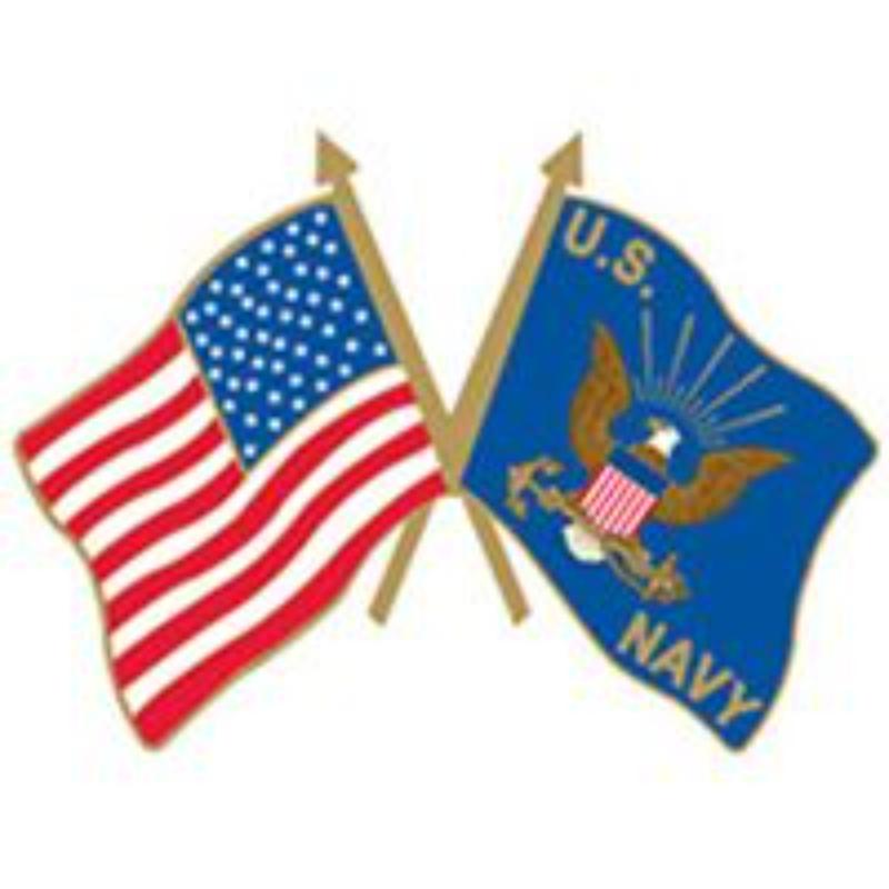 P14808 Pin - USN, Flag, USA & USN - Small - 1.125 in.