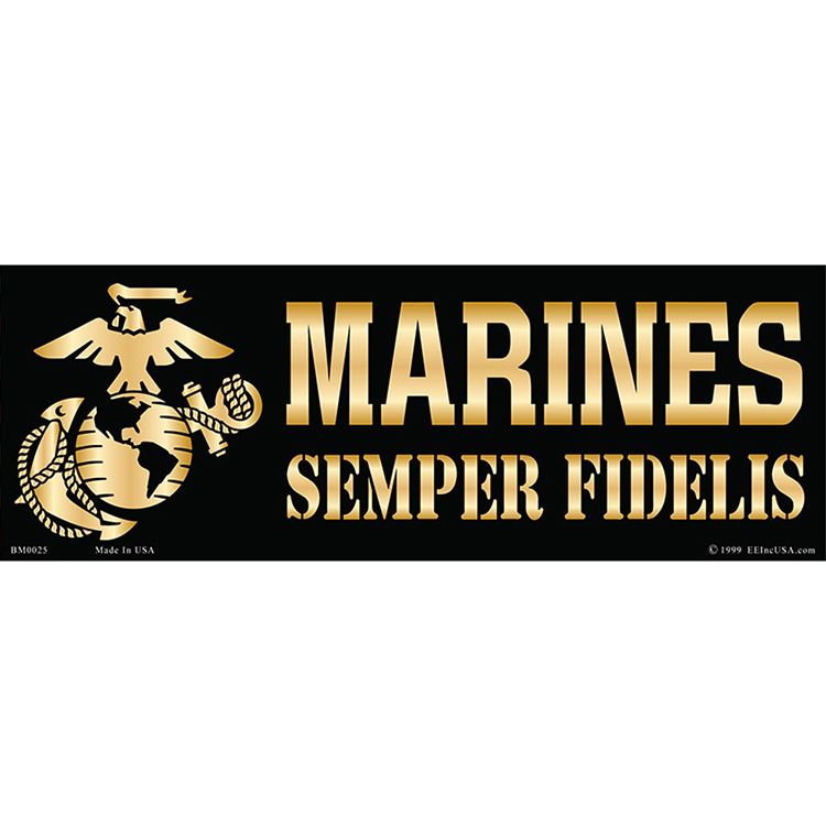 BM0025 Sticker - USMC, EGA, Gold - 3.5 x 10 in.