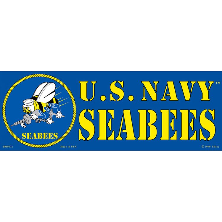 BM0072 Sticker - USN, Seabees - 3.5 x 10 in.