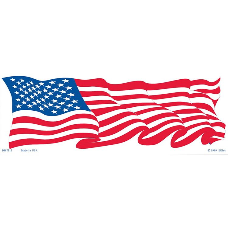 BM7315 Sticker - USA, Flag, Wavy - 3.5 x 10 in.