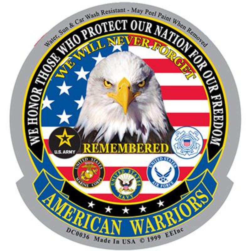 DC0036 Sticker - American Warriors - 3.5 in.