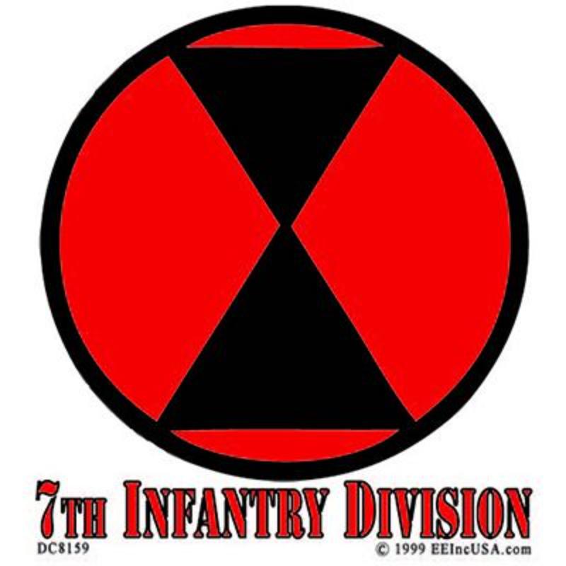 DC8159 Sticker - Army, 7th Division - Adhesive Face Vinyl - 3.25 x 3.5 in.
