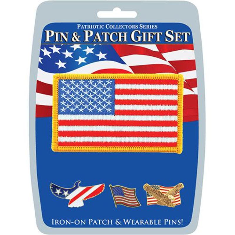 Picture of Eagle Emblems DIS0121 Gift Set - USA Patriotic - 3 Pins & 1 Patch