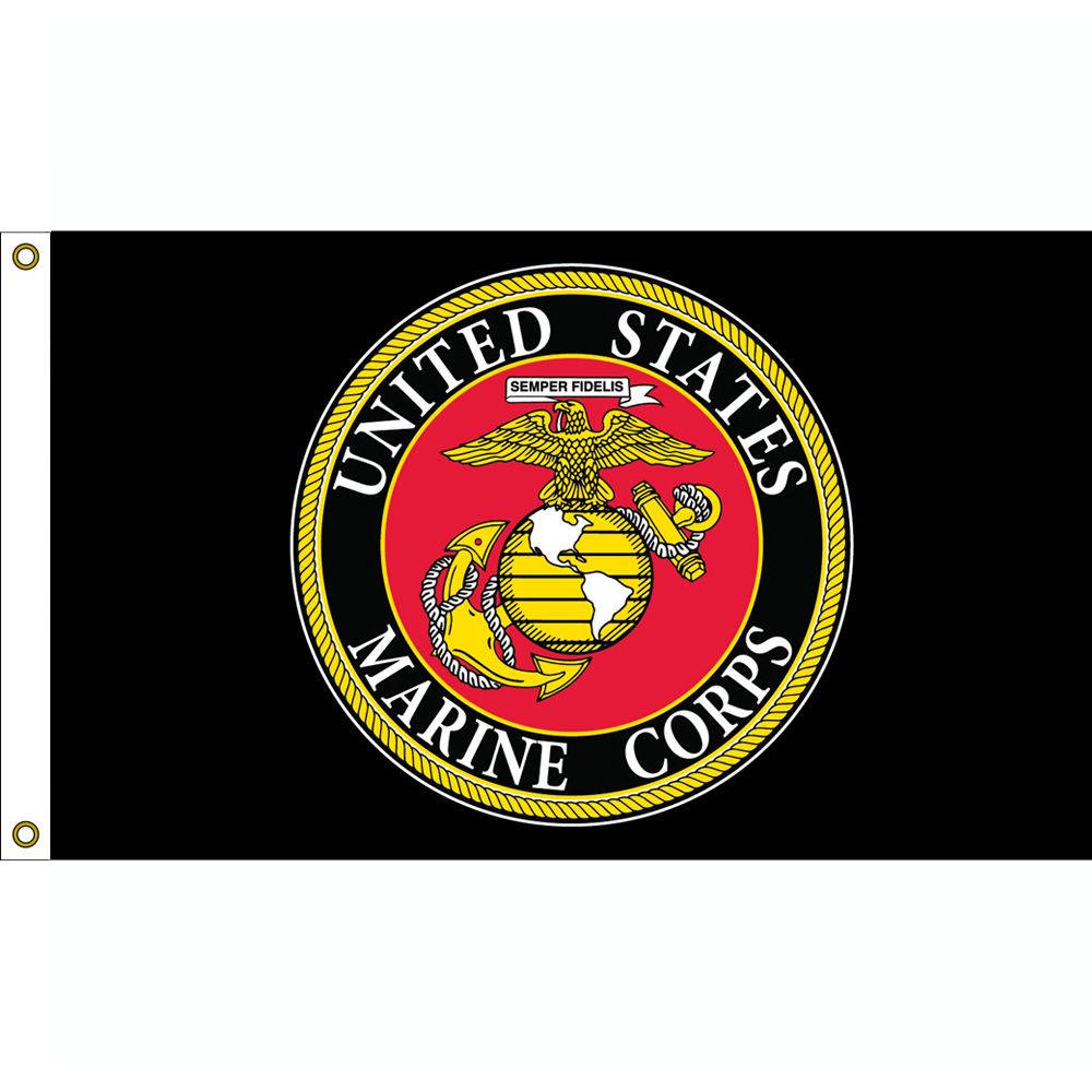F1682 Flag - USMC Logo, Poly-Cotton - 3 x 5 ft.