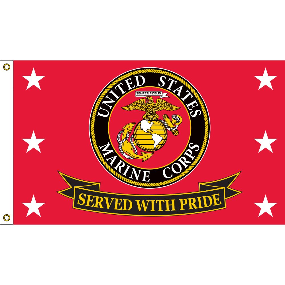 F1869 Flag - USMC, Served with Pride, Poly-Cotton - 3 x 5 ft.