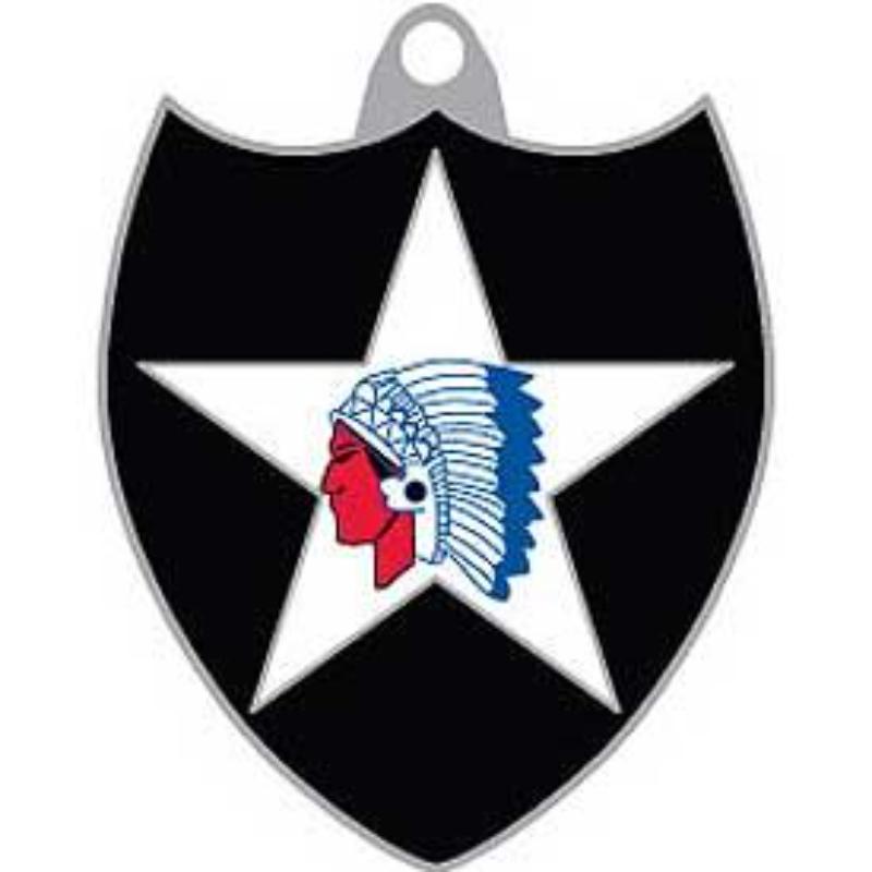 KC2093 Key Ring - Army, 2nd Division, Bright-Shine - 1.63 in.