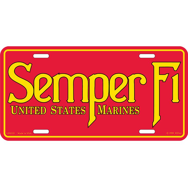LP0555 License Plate Frame - USMC, Semper FI - 6 x 12 in.