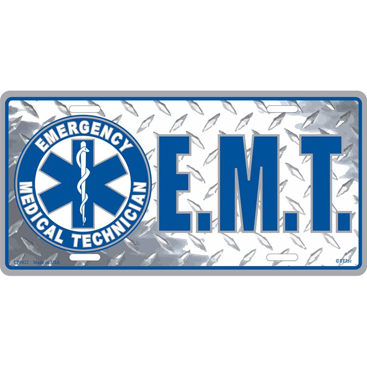 LP0622 License Plate Frame - EMT, Logo - 6 x 12 in.
